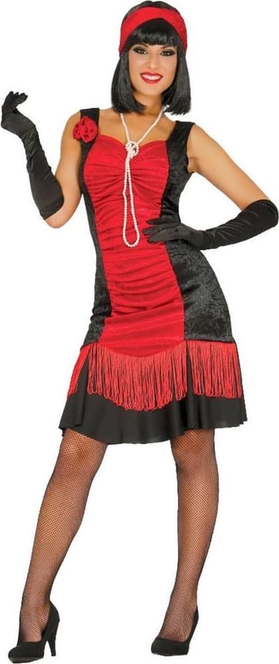 Jaren 20 Danseressen Kostuum | Chicago Jaren 20 Flapper Rood | Vrouw | Maat 38-40 | Carnaval kostuum | Verkleedkleding