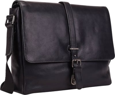 LEONHARD HEYDEN Leren schoudertas laptoptas met laptopvak Roma Umhängetasche 5368 Schwarz zwart