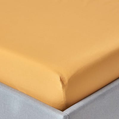 Homescapes Hoeslaken 90x190 cm – Mosterdgeel – 100% Egyptisch Perkal Katoen – 200 TC
