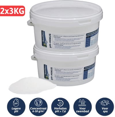Famiflora pH Down (Minus) poeder 6KG (2x3kg) - verlaagt de pH-waarde van je zwembad of spa!