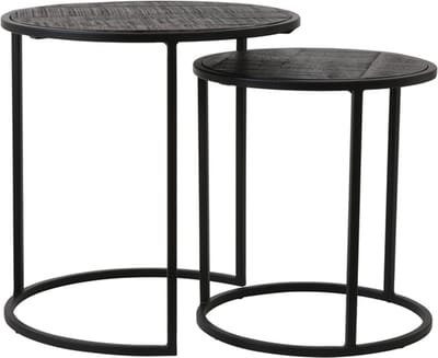 Light & Living Bijzettafel Doba - Antiek Zwart - Ø50cm - Industrieel