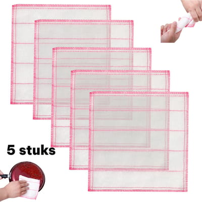 5 stuks Kitchen Towels - Keukendoeken - 5-laags gewatteerde vaatdoeken - olieabsorberend - zeer absorberende vaatdoeken - voor het afwassen van servies en kookgerei - huishoudelijke schoonmaak