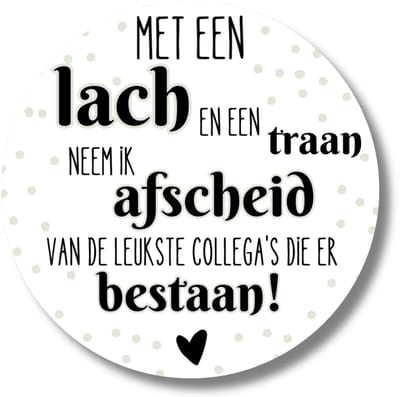Afscheid Collega Stickers – Lach en Traan – Cadeaustickers Werk / Pensioen / Nieuwe Baan – 20 stuks – 4 cm