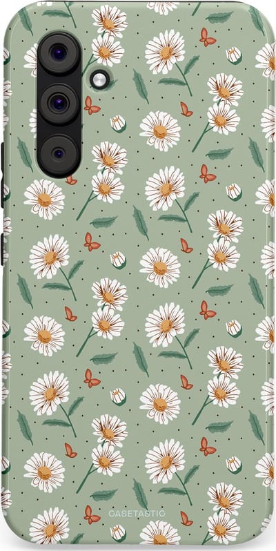 Casetastic Hoesje Geschikt voor Samsung A54 (5G) - Stijlvolle Beschermende Duo-layer Case - Vleugels en madeliefjes