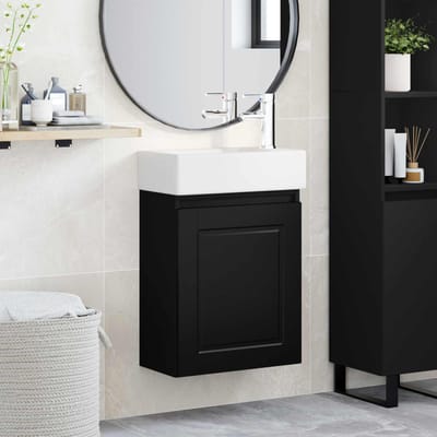 vidaXL - Badkamermeubel - met - kraan - Zwart - 45,5 - x - 22,5 - x - 84 - cm