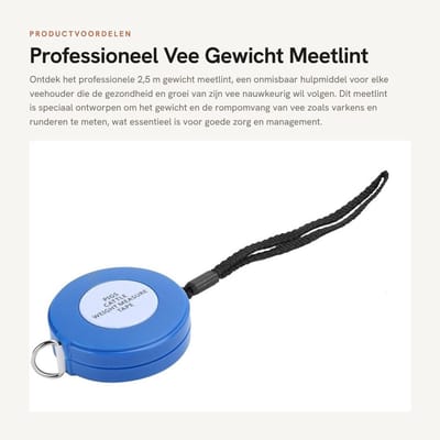 Dailygoods- Gewicht Meetlint Professioneel - Intrekbaar Meetlint - Veegewicht Meting - Duurzaam PVC/ABS - 250 cm - Nauwkeurige Maattabellen - Vee Meetlint