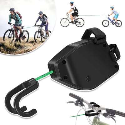 2,5m Fietssleepkabel - Dubbele Haak Elastische Trekkabel - Vergrendelingsclip Schokdemping - 90kg Trekkracht - Slijtvast Nylon - Voor Het Slepen Van Mountainbikes - Zwart & Groen