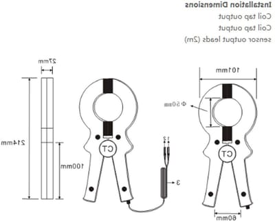 Stroom Sensor - Stroomklem - Elektrische Metingen - Grote Klem Diameter - 50mm - Zwart