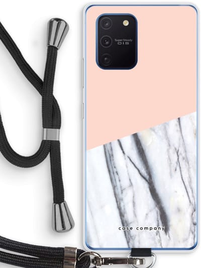 Case Company® - Hoesje met koord geschikt voor Samsung Galaxy Note 10 Lite hoesje met Koord - A touch of peach - Telefoonhoesje met Zwart Koord - Bescherming aan alle Kanten en Over de Schermrand