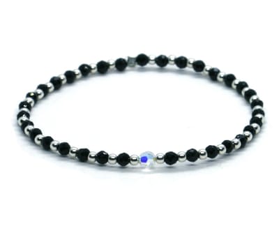 Heaven Eleven - meisjes - armband - zilver - swarovski - onyx - 3 mm