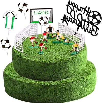 14-delige Voetbal Taartdecoratie voor Verjaardagsfeestjes - Voetbal Cake Toppers, Jongens Taartaccessoires en Cupcake Decoratie voor Kinderen