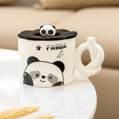 Cadeau Waterbeker Cartoon Panda Mok Kantoor Hoge Waarde Keramische Beker Koffiekop Thuisstel 340ML white