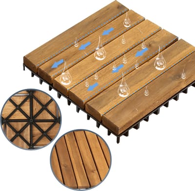 Terrastegels 10㎡ - 30x30 cm - 110 stuks Vlondertegels - 6 stuks per Terrastegels - Acacia Houten - Balkon, Terras of Vlonder - Tuintegels, Terrasplanken - Kliktegels, Buiten tegels - Snelle Montage - Acaciahout - Bruin - Houttegel Houttegel