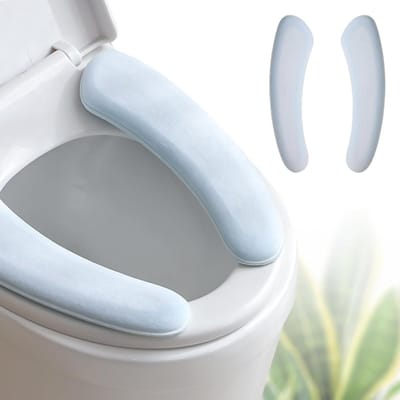 Toiletzittinghoes - Zachte Dekselmat - Extra Comfort - Dubbelzijdig Plakband - 38x11cm - Blauw