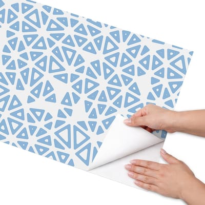 Coloray Meubel Wrap Folie - Blauw Meubelfolie - 50x100 cm - Decoratiefolie Zelfklevend Driehoekige vormen - Meubelfolie Zelfklevend - Geometrische Meubelfolie - Wrapfolie Keuken - Wanddecoratie - Achtergronden en patronen