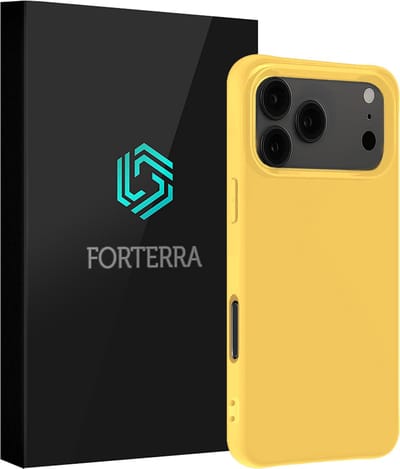 Hoesje Geschikt voor Apple iPhone 17 Pro - Sterk & Shockproof - Siliconen Case - Hoes Cover - Geel