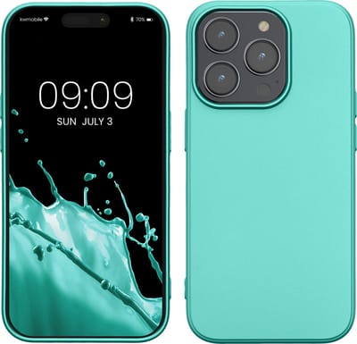 kwmobile telefoonhoesje geschikt voor Apple iPhone 14 Pro - Hoesje voor smartphone - Back cover in metallic turquoise