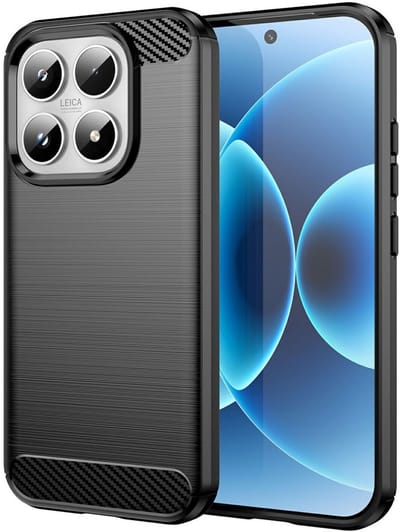 Geborsteld TPU Hoesje Geschikt voor Xiaomi 17 - Beschermhoes - Back Cover - Case Flexibel TPU - Stijlvol Carbon - Dun - Zwart