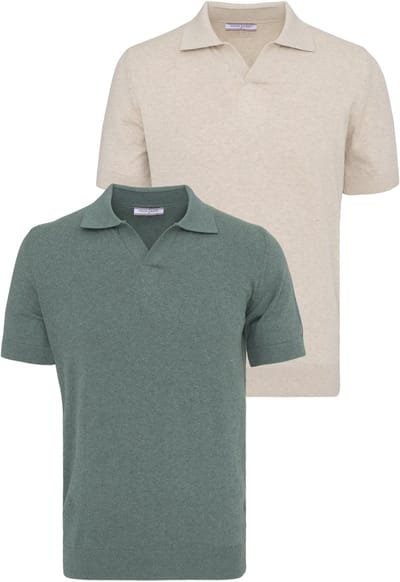 Felix Hardy Polo Shirt Korte Mouwen 100% Katoen - 2 Pack Heren Beige-Groen - 2Xl