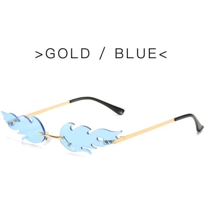 Lunettes de soleil métalliques forme flamme pour femme Mode Cosplay Lunettes de vue Nouveauté Fête Lunettes de soleil Tendance Design flamme