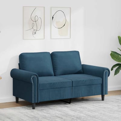 vidaXL - Tweezitsbank - 120 - cm - fluweel - blauw