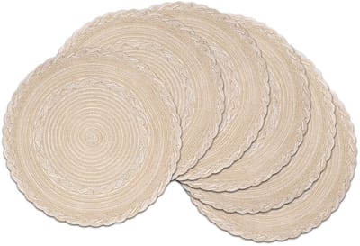 Dailygoods- Placemat Set van 6 - Ronde Placemat - Hittebestendig - Wasbaar - Gevlochten - 38 cm - Duurzaam Katoen - Tafelonderleggers