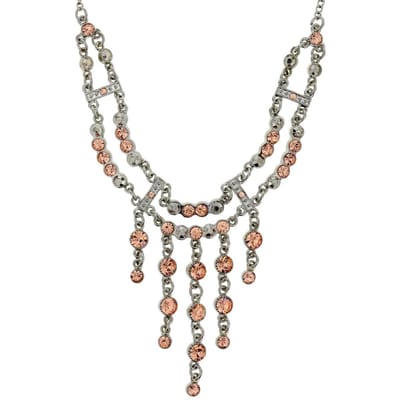 Behave - Korte ketting zilverkleur met hanger en oranje stenen - 40 cm + verlengketting