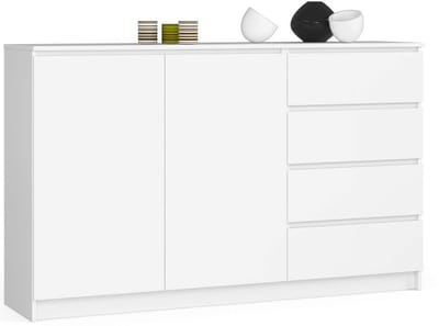 Ladekast K160 met 4 Lades et 2 Deuren / AKORD Furniture Factory / Wit / 160 x 99 x 40 cm