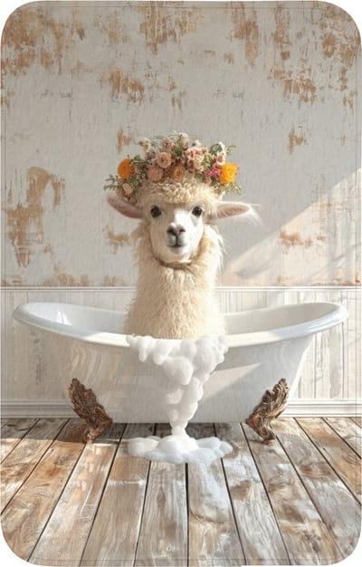 WC mat 50x80 cm - Antislip - Vintage - Alpaca - Badkuip - Bloemen - Dieren - Toiletmat - Vloermat - Douchemat - Toilet tapijt - Toiletmatten