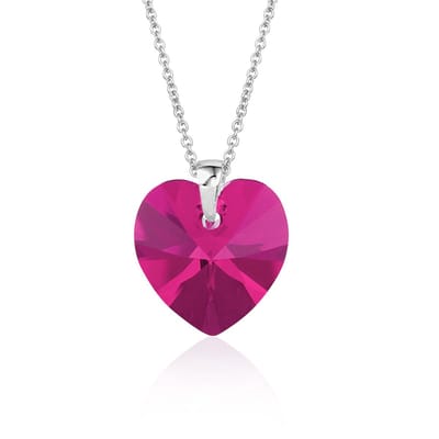 Montebello Ketting Fleur HZ99 - Swarovski Hart - 925 Zilver Gerhod. - Ø14mm - 50cm
