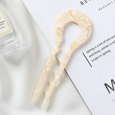 U-vormige haarspeld haarvork trendy azijnzuur materiaal haarklem hoofddeksel accessoires voor vrouwen retro sieraden white