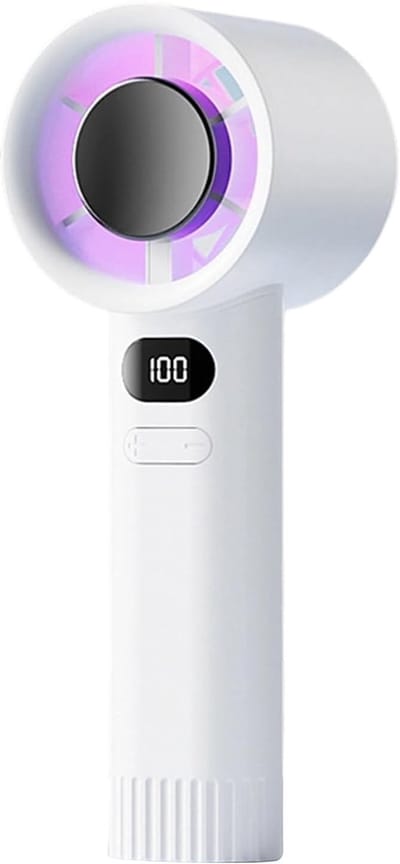 Handventilator oplaadbaar - digitaal display met 100 standen en stille motor - voor bureau, reizen en dagelijks gebruik