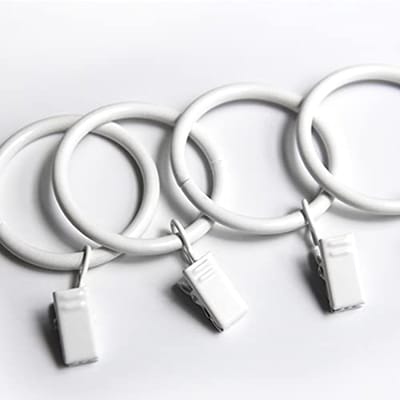 Set van 14 Witte IJzeren Gordijnringen met Clips - Decoratieve Haken voor Gordijnen - 1,25 Inch Binnendiameter