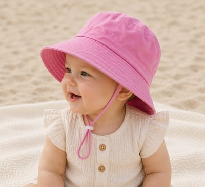 Zonnehoedje Baby Fuchsia Roze – UV Bescherming – Maat 50 (valt als maat 48) – 6 tot 18 Maanden