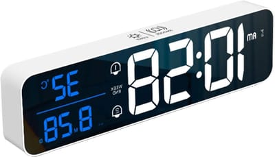 Digitale Wekker - Elektronische Klok - Wakker Worden - Spiegeldisplay & Muziek - 3.5 x 7 x 6.5 cm - Zwart