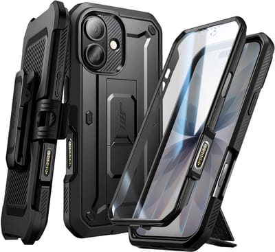Supcase 360 Backcover met screen protector geschikt voor iPhone 17 hoesje - Zwart