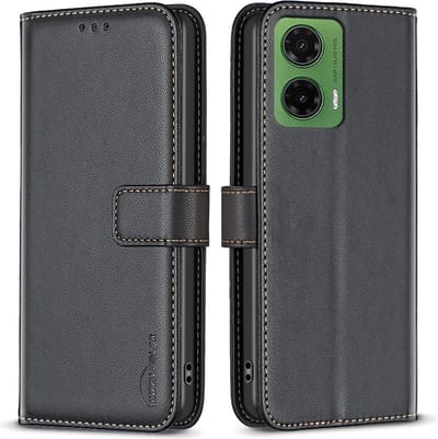 BINFEN Hoesje - Geschikt voor Motorola Moto G35 Hoesje - BINFEN Color Book Case - Zwart