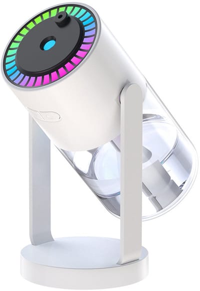 Luchtbevochtiger - Luchtbevochtiger slaapkamer - Mini Luchtbevochtiger - Auto luchtbevochtiger - met USB-voeding - sterrenhemelprojectietimerfunctie - kleurrijk verlichtingsontwerp - voor slaapkamer - auto - kantoor - wit