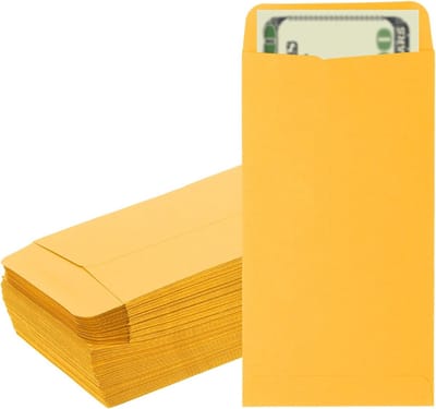 Geld Enveloppen - Cash Zakken - Budgetteren Besparen - Dubbel Gelijmd Papier - 16.5 x 8.9 cm - Diep Geel
