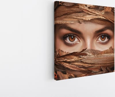 Saammp Canvas Schilderij - Vrouw tussen de vlinders - 20x20 - Foto op canvas - Wanddecoratie - Muurdecoratie Woonkamer - Slaapkamer decoratie - Canvas Print