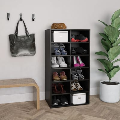 vidaXL - Schoenenrek - 54x34x100,5 - cm - bewerkt - hout - zwart
