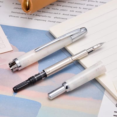 Drukvulpotlood met Medium Nib en Inktconverter Set in Snow White - Perfect voor Schrijven en Tekenen