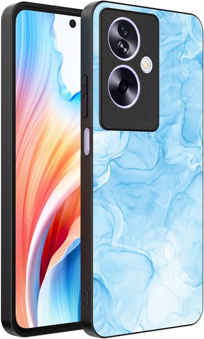 Smartphonica Telefoonhoesje Geschikt voor Oppo A2 - Oppo A79 met marmer opdruk - TPU backcover case marble design - Lichtblauw geschikt voor Oppo A2;Oppo A79