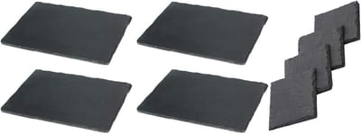 Placemat leisteen 8 stuks I 4x 40x30 placemats leisteen onderzetters borden I 4x 10x10 drankonderzetters glazen onderzetters leisteen leisteen bord