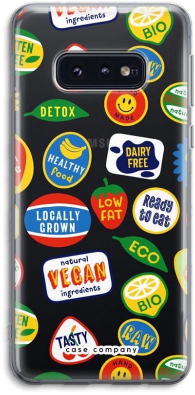 Case Company® - Hoesje geschikt voor Samsung Galaxy S10e hoesje - Fruitsticker - Soft Cover Telefoonhoesje - Bescherming aan alle Kanten en Schermrand