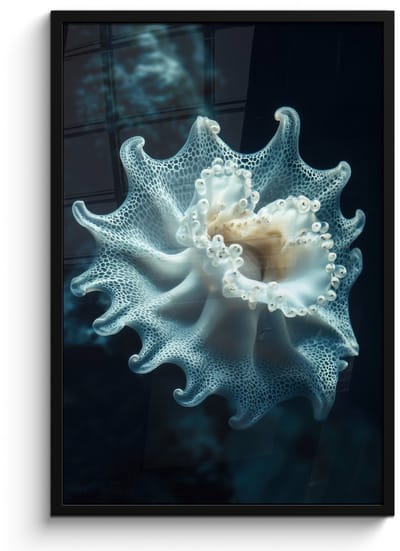 Poster in lijst - Fotolijst 60x90 cm - Posters - Zeewezen - Wit - Golven - Water - Posterlijst zwart - Decoratie - Wanddecoratie woonkamer - Muurdecoratie slaapkamer