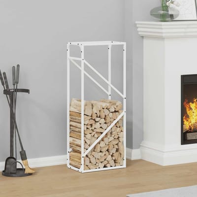 vidaXL - Brandhoutrek - 40x25x100 - cm - koudgewalst - staal - wit