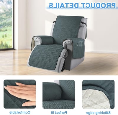 Zwarte Recliner Stoelbescherming met Armleuningen - Antislip Hoes voor TV Stoel en Huisdierbescherming