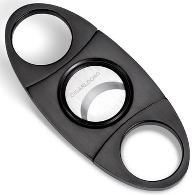 Sigarenknipper - Sigarensnijder - Sigaar Knippen - Ovaal - Tot 22 mm dik - Roestvrij Staal - 1 stuk - Mat Zwart