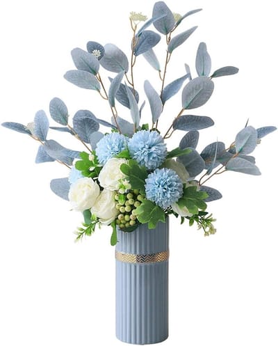 Kunstbloemen Boeket - Zijden Bloemen - Woondecoratie - Inclusief Vaas - 1 Boeket - Multicolor